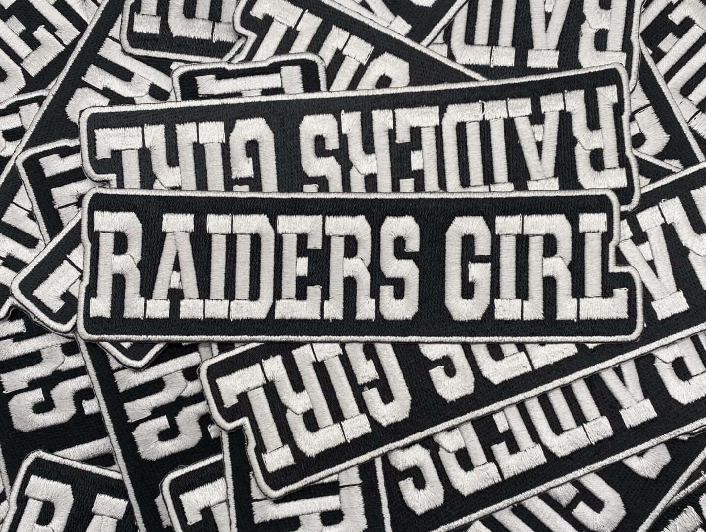 Raiders Girl embroidered patches.